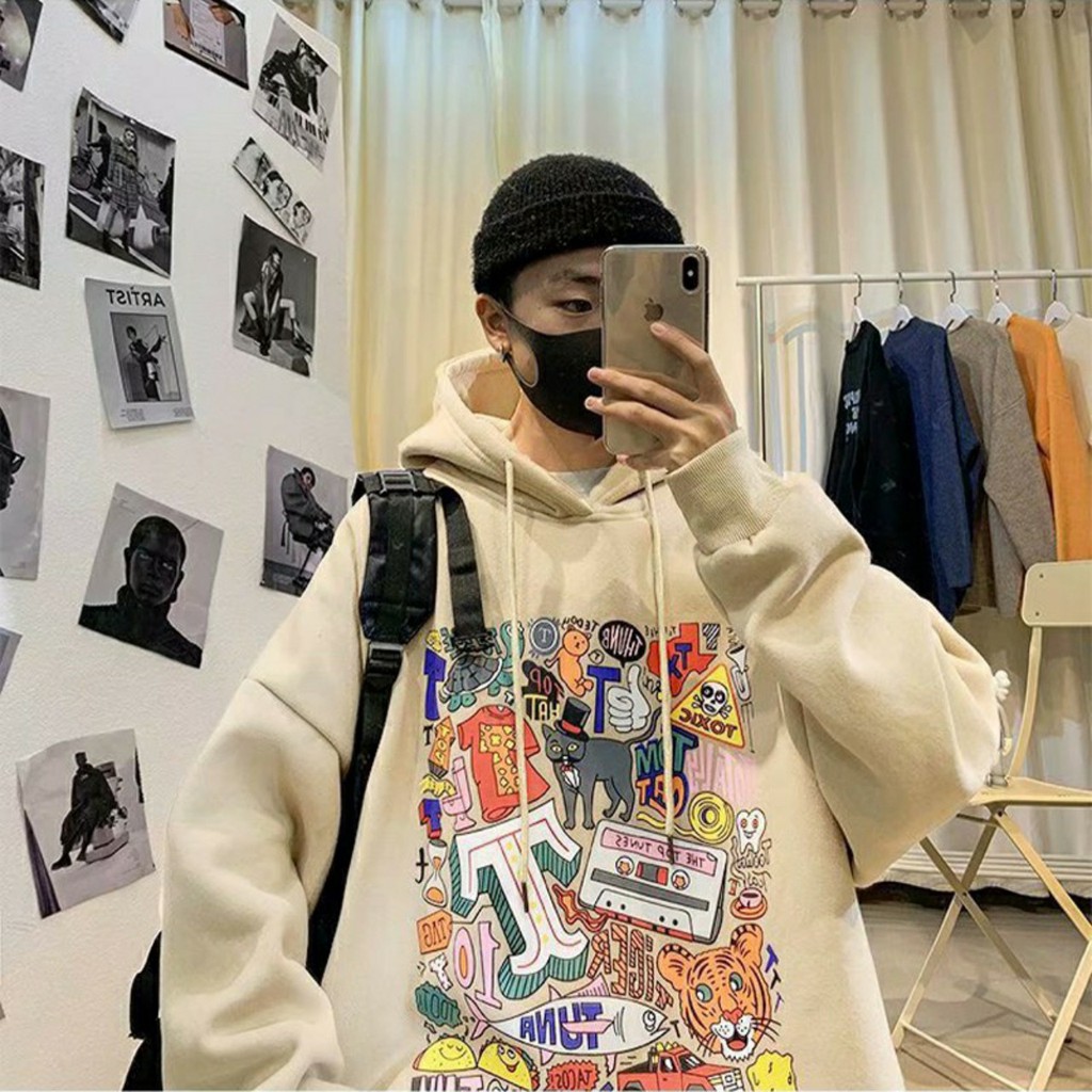 Áo Hoodie Nam Nữ phong cách Harajuku cá tính chất nỉ trần bông TS789 | BigBuy360 - bigbuy360.vn