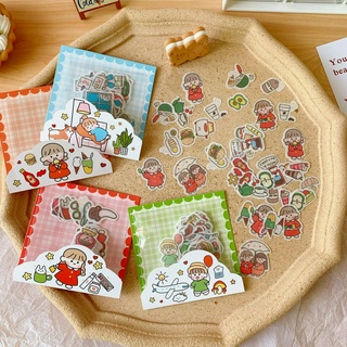 Set miếng dán sticker decal sổ vở cô bé 40 miếng