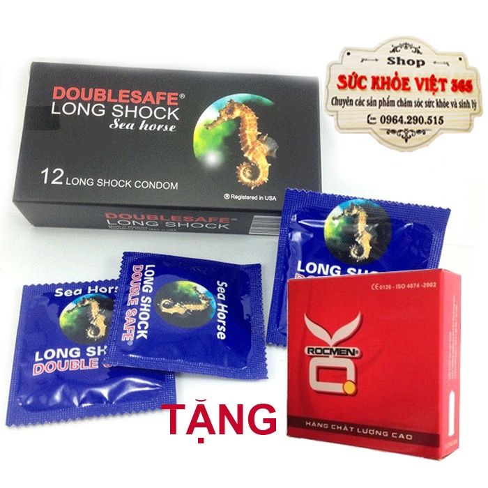 BAO CAO SU CÁ NGỰA SEA HORSE DOUBLESAFE LONG SHOCK, KÉO DÀI THỜI GIAN, SIZE NHỎ 49MM (hộp 12 cái)