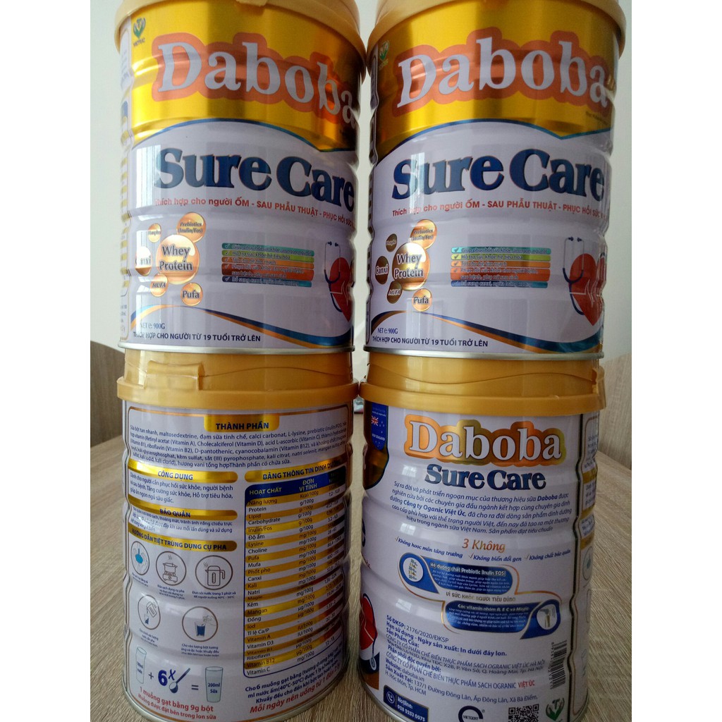 Sữa DABOBA SURE CARE 900g (Dinh Dưỡng phục hồi sức khỏe Cho Người GIÀ YẾUi, Bệnh Nhân, Người phẫu Thuật)