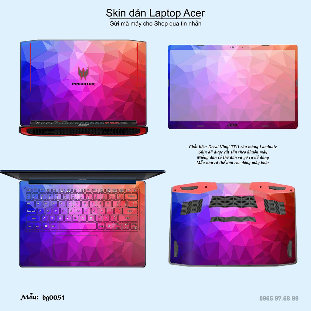 Skin dán Laptop Acer in hình Vân kim cương nhiều mẫu 2 (inbox mã máy cho Shop)