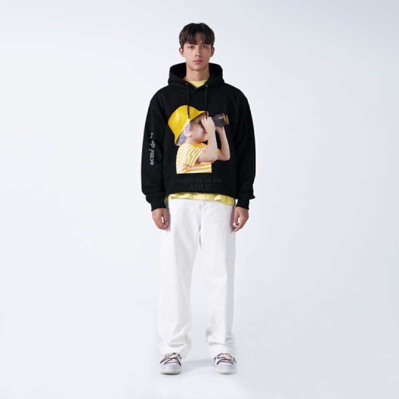 [Nỉ bông cao cấp] Áo hoodie ADLV in hình bé cầm ống nhòm