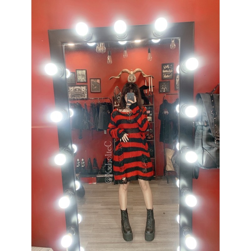 [ XxholicC - HÌNH THẬT ] Áo len rách dài goth | BigBuy360 - bigbuy360.vn