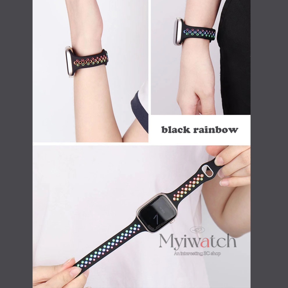 Dây Đeo silicone Mỏng Hai Màu Kẹo Cho iwatch 45mm 41mm 44mm 40mm 38mm 42mm 8 7 6 5 SE 4 3 2