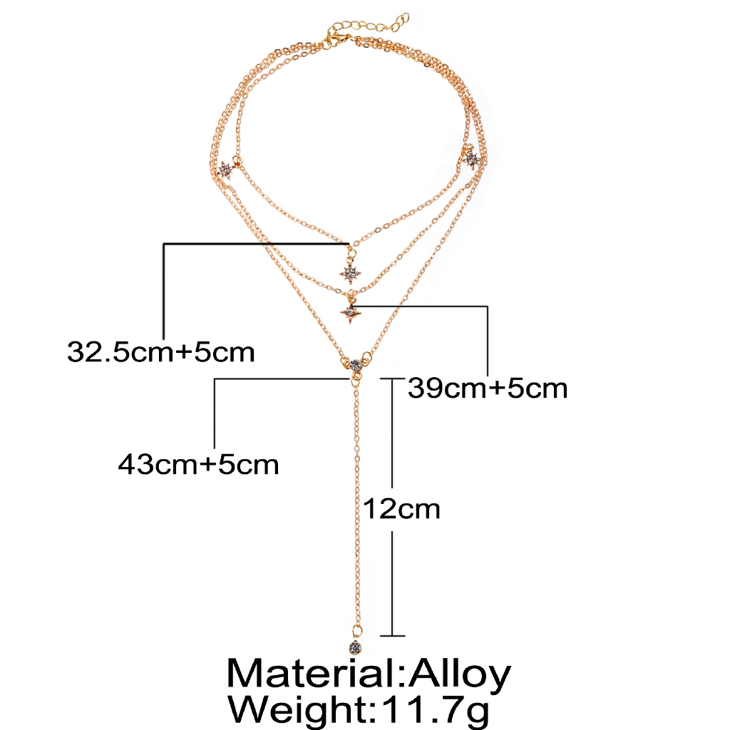 Dây chuyền nhiều lớp phối mặt ngôi sao thời trang