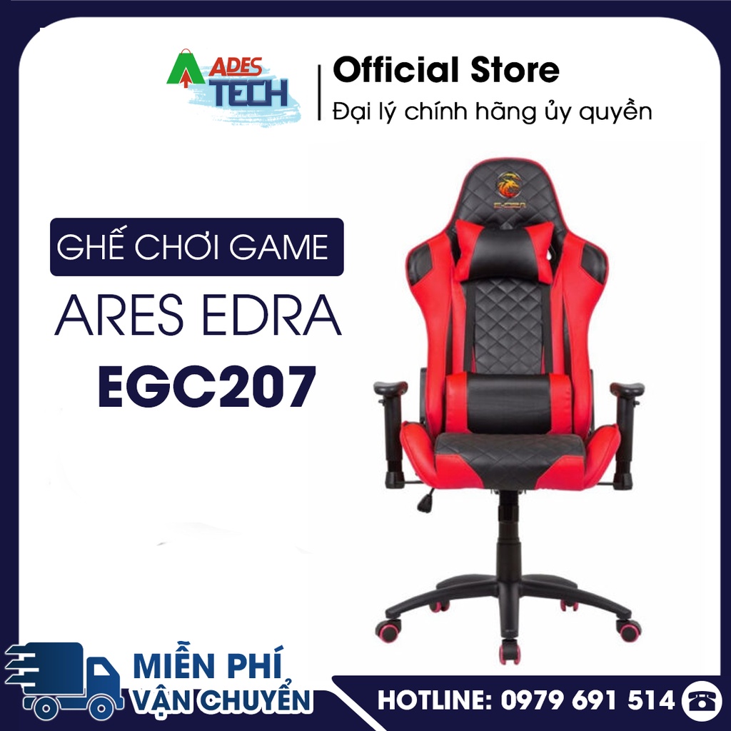 Ghế Gaming Ares EDRA EGC207 - Ghế Gaming cao cấp - Màu Đen, trắng, đỏ - Chất liệu: Da PU dễ dàng