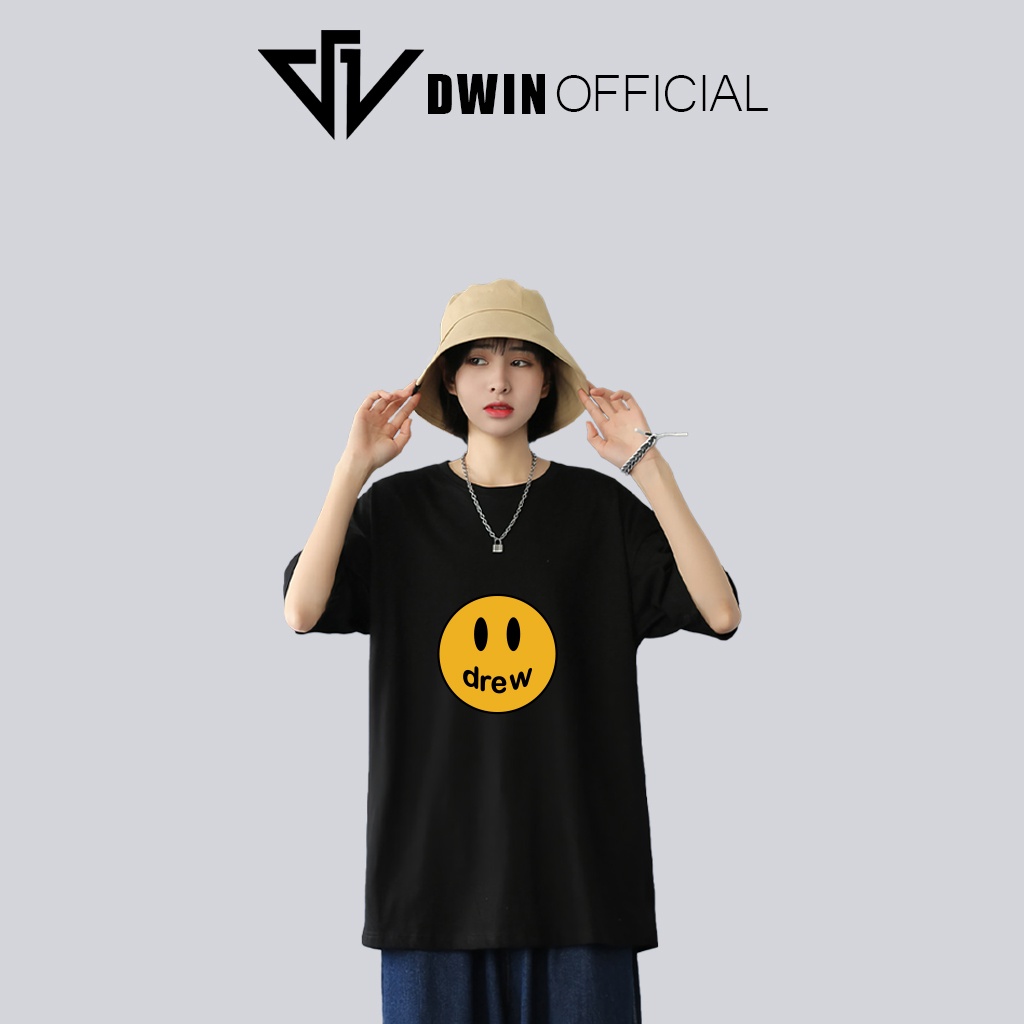 Áo thun unisex drew thời trang DWin basic tee phông trơn nam nữ tay lỡ oversize form rộng