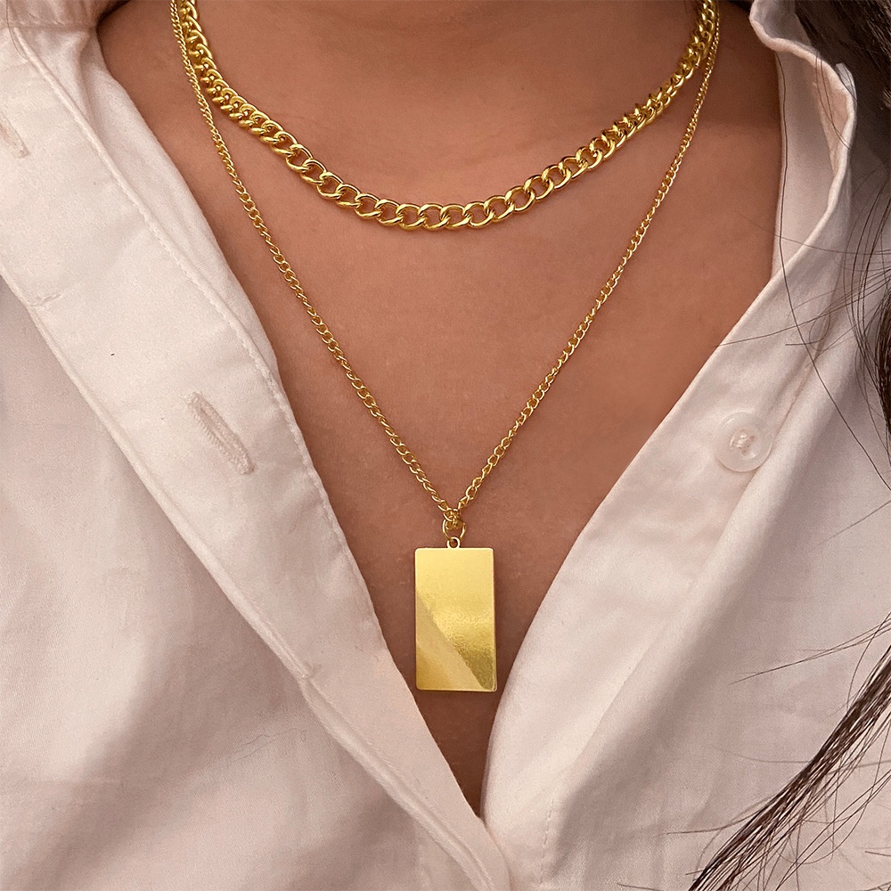 Vòng Cổ Choker Hai Lớp Bằng Hợp Kim Phong Cách Punk Cổ Điển Kiểu Dáng Mới Dành Cho Nữ
