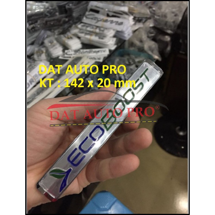 Tem Nổi 3D Kim Loại ECO BOOST màu Trắng xanh dùng cho xe FORD OTO.