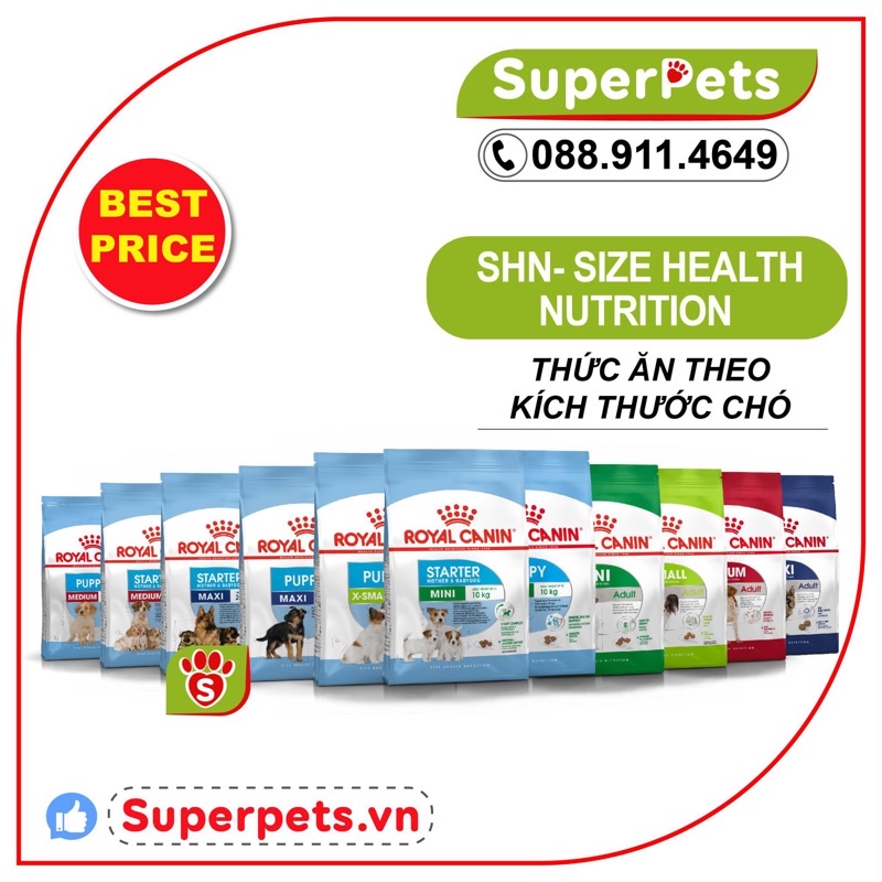 [1KG] Thức Ăn Cho CHÓ Royal Canin MINI PUPPY 1KG ,MINI ADULT, MEDIUM, MAXI  Chính Hãng SUPERPETS VIỆT NAM