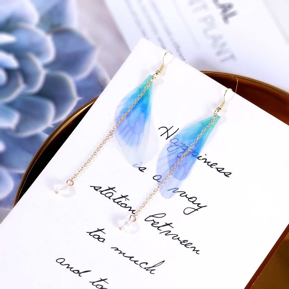 1 Đôi Bông Tai Dáng Dài Hình Cánh Bướm Phong Cách Hàn Quốc Cổ Điển