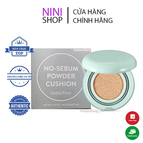 Phấn nước kiềm dầu, che phủ cao Innisfree No - Sebum Powder Cushion SPF35 PA++ - NiNiShop