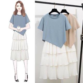 Set Áo Thun Ngắn Tay + Chân Váy Xếp Ly Thời Trang Cho Nữ