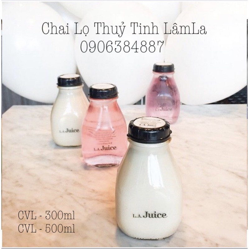 Hàng Mới Về Siêu Đeẹp | Chai Thuỷ Tinh Vuông Lùn Miệng Rộng Nắp Nhựa 300ml 500ml | Đựng Sữa Chua , Gia Vị , Trà Lên Men