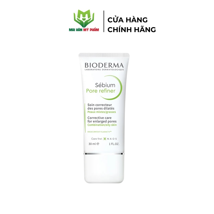 Bộ đôi làm sạch micellar cho da hỗn hợp và da dầu Bioderma Sebium H2O 500ml và kem dưỡng se lỗ chân lông 30ml