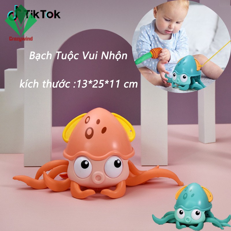 Bạch tuộc nhồi bông cảm xúc độc đáo vui nhộn cho trẻ nhỏ có lộn Đồ chơi biển biết bơi thả có dây đeo cho bé dắt đi dạo thả vào nhà tắm cho bé chạy cót và bơi dưới nước vui nhộn