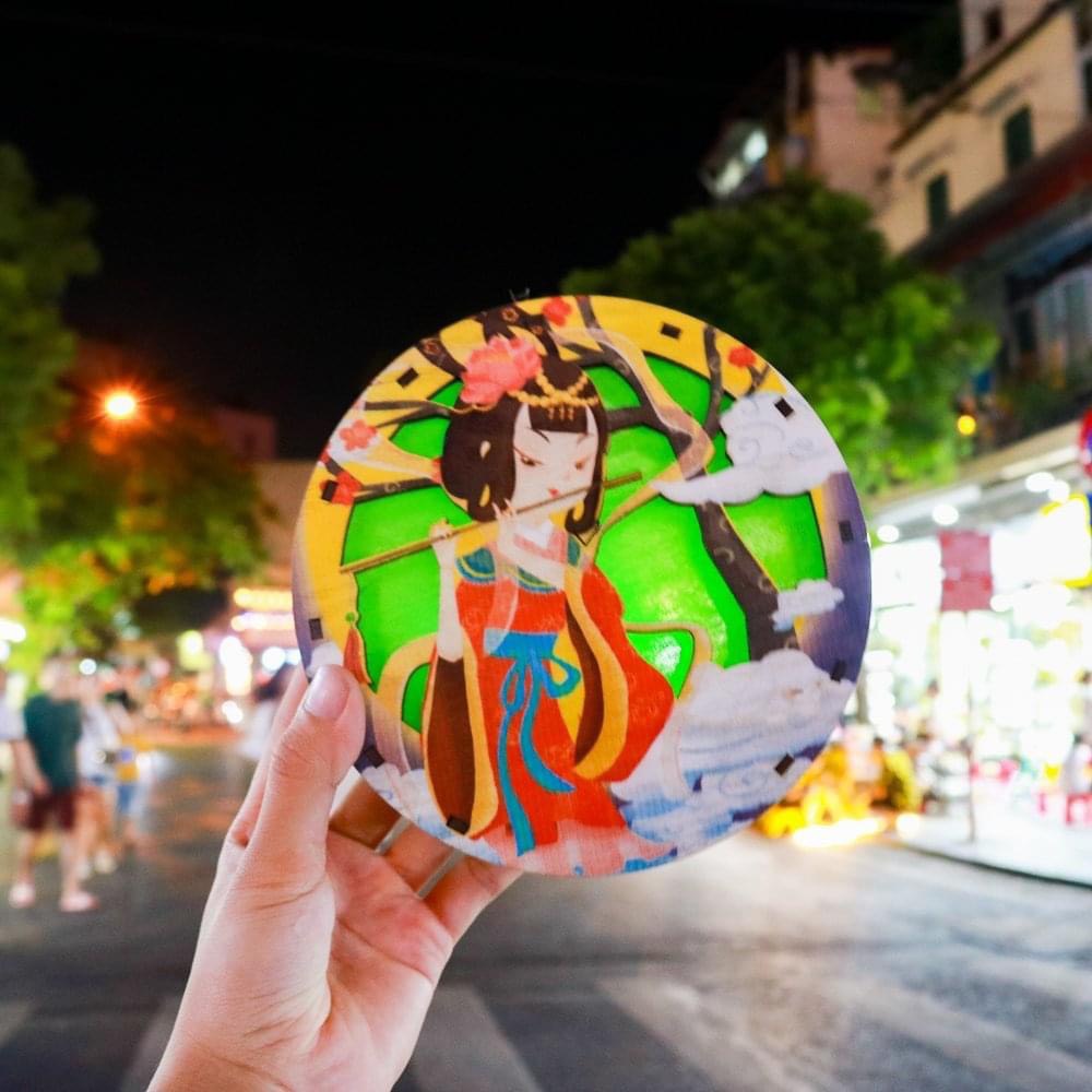 Đèn lồng gỗ trung thu, lồng đèn trung thu truyền thông handmade Diy bé tự tô màu sáng tạo đủ phụ kiện kèm màu tô và đèn
