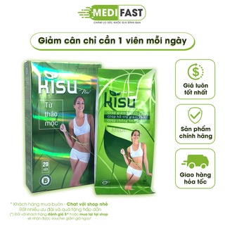 Kisu - Hỗ trợ giảm béo từ thảo dược - hộp 20 viên giảm mỡ máu hết tăng cân từ trà xanh, lá sen và dược liệu