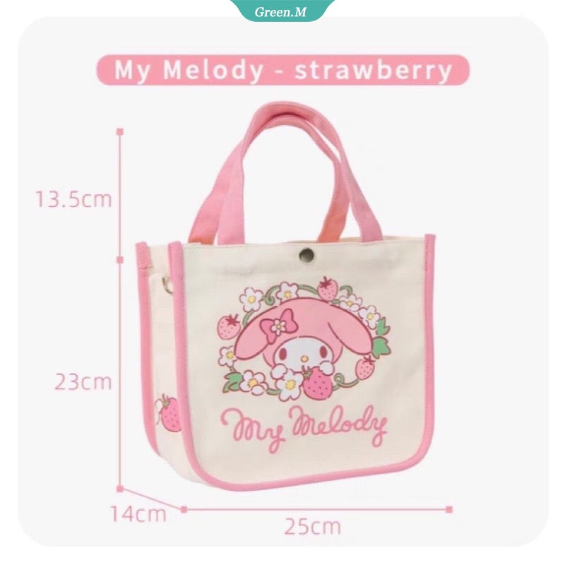 Sanrio My Melody Túi Xách Đeo Vai Canvas Họa Tiết Hoạt Hình Dễ Thương Thời Trang Cho Nữ
