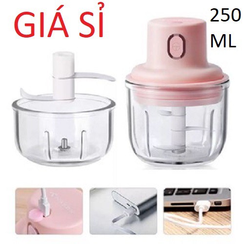 Máy Xay tỏi Ớt,hành,Mini Tự động sạc pin,Mini đa năng Tiện Dụng, máy say tỏi dung tích 250ml