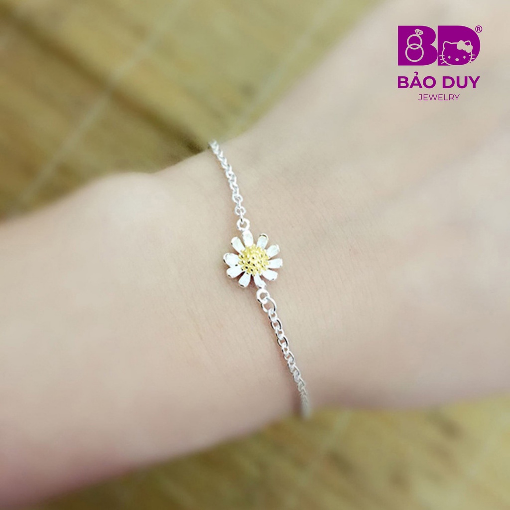 Lắc tay bạc s925 hoa cúc họa mi Bảo Duy Jewelry