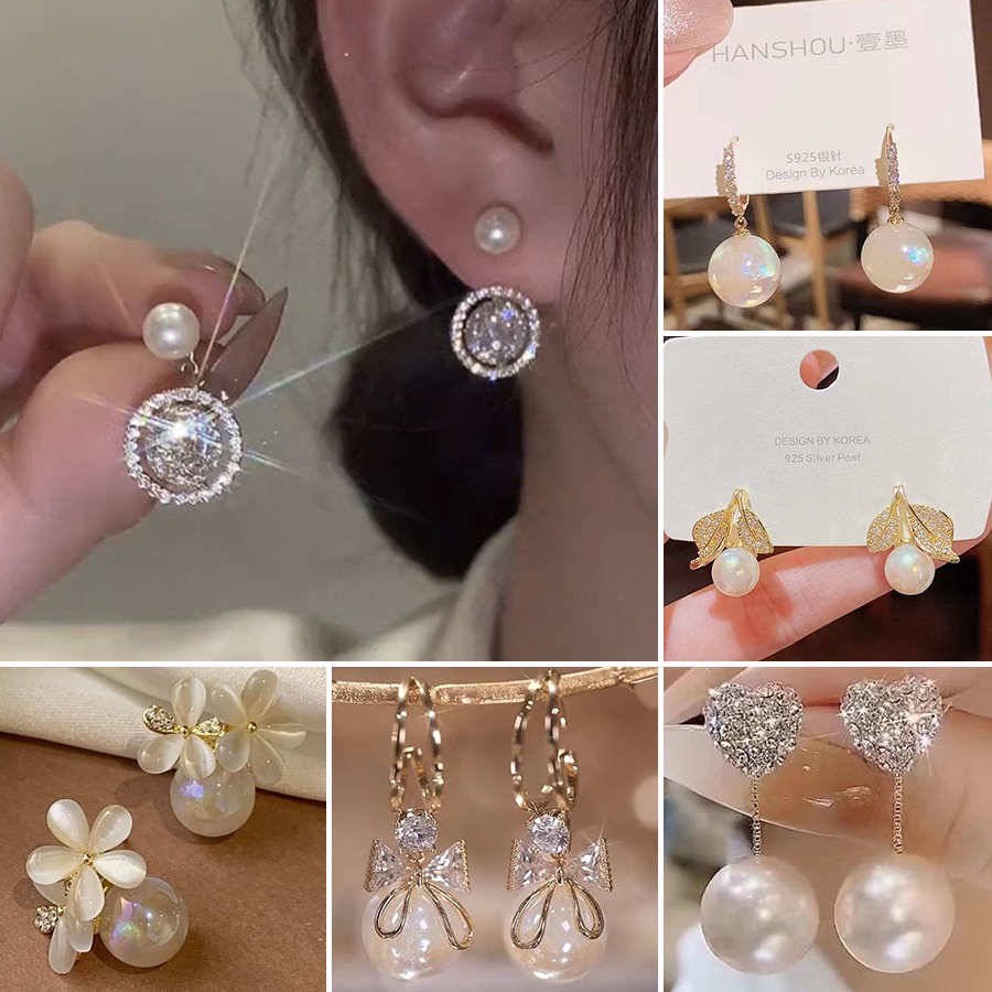 Khuyên tai RINHOO FRIENDSHIP mạ bạc 925 tùy chọn kiểu thời trang phong cách Hàn Quốc cho nữ