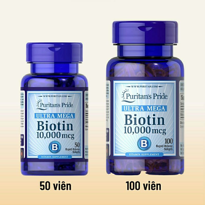 Viên uống Biotin giảm rụng tóc, kích mọc tóc Puritan's Pride 10000 mcg