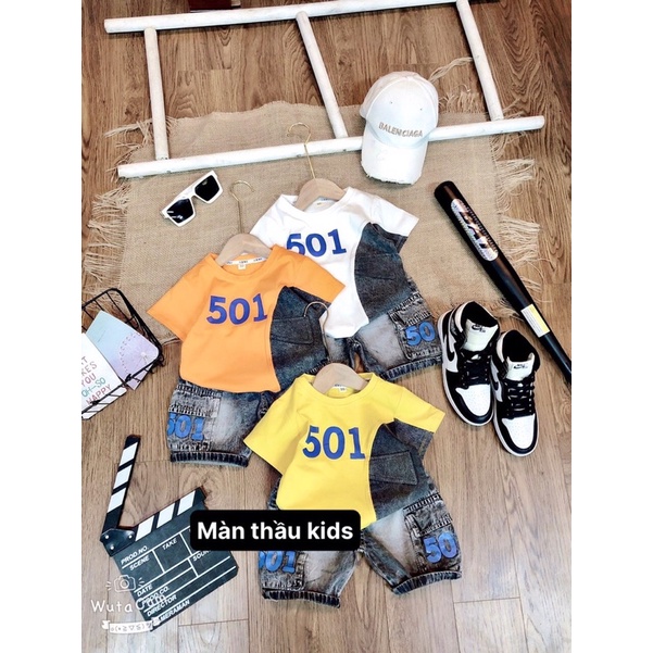 Bộ 501 phối jeans cực khoẻ khoắn cho bé trai - B501