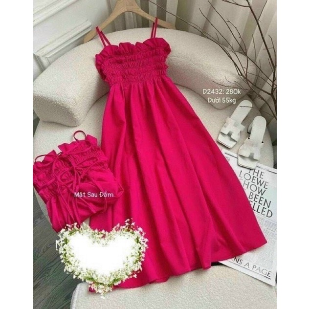 Đầm Maxi 2 Dây Chun Ngực Bigsize 50kg Đến 100kg