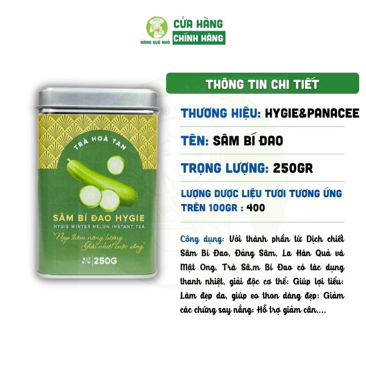 Trà Sâm Bí Đao Hygie Dạng Cốm Hòa Tan Pha Dùng Trực Tiếp Thanh Nhiệt Đẹp Da Đẹp Dáng Mát Gan Đạt Chuẩn Iso