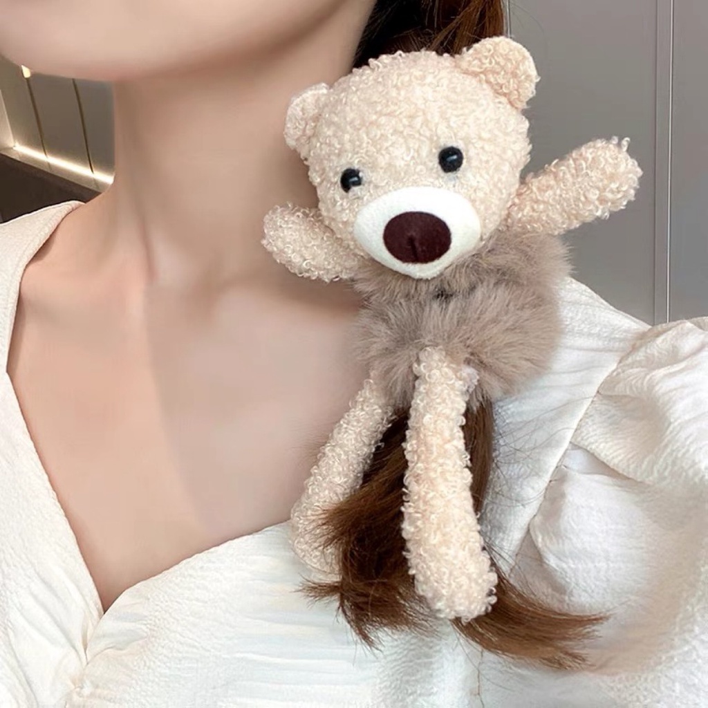 Dây buộc tóc hình thỏ/ gấu hoạt hình ba chiều dễ thương cho nữ