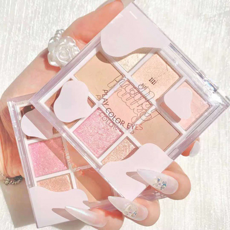 Bảng Phấn Mắt XIXI Milk 9 Màu Lì Và Ánh Nhũ Kết Hợp Trang Điểm Mắt Mịn Màng Kháng Nước NO.416