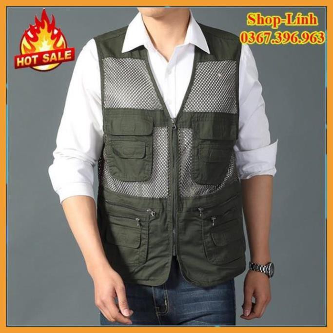 nam bigsize [FreeShip – hàng Auth]  Áo gile Nam - Áo ghi lê Lưới Lính Mỹ - Vest gile Nam Nhiều Túi