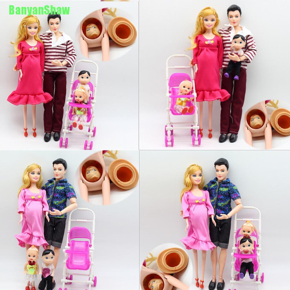 Set 6 Mô Hình Gia Đình Búp Bê Barbie Mang Thai