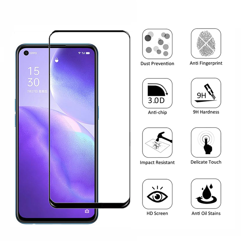 OPPO Reno5 5G Tempered Glass Full Cover Screen Protector OPPO Reno 5 4 Pro A93 A92 A91 A73 A53 A31 Screen Protector and Camera Lens Glass Protector