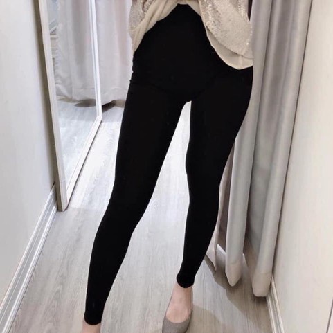 Quần legging nữ dài nâng mông co giãn gen bụng dáng ôm bó- Quần vải cotton nữ cạp chun màu đen mặc đi học công sở