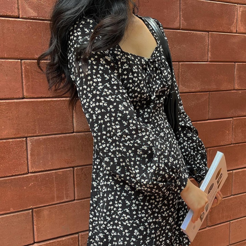 [Ảnh thật-video] Váy hoa nhí dài tay phối đuôi bèo Lichi Dress. | BigBuy360 - bigbuy360.vn