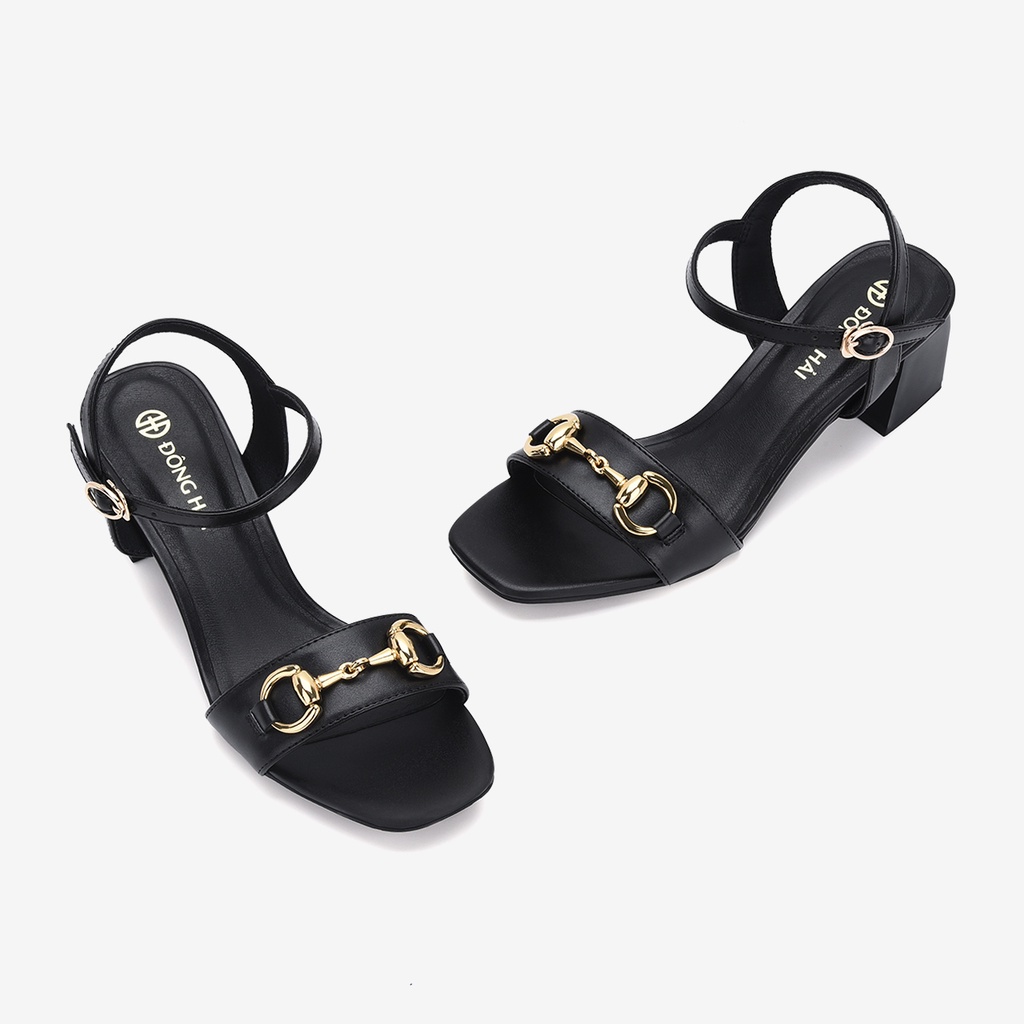 Giày Sandal Nữ Đông Hải Gót Vuông Cao 6cm Quai Bản Khoá Kim Loại Mạ Vàng - S81K9