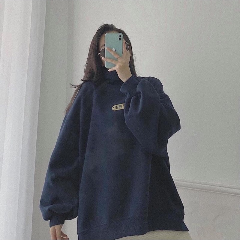 Áo Sweater cổ lộ Nhà LIUNA xanh than