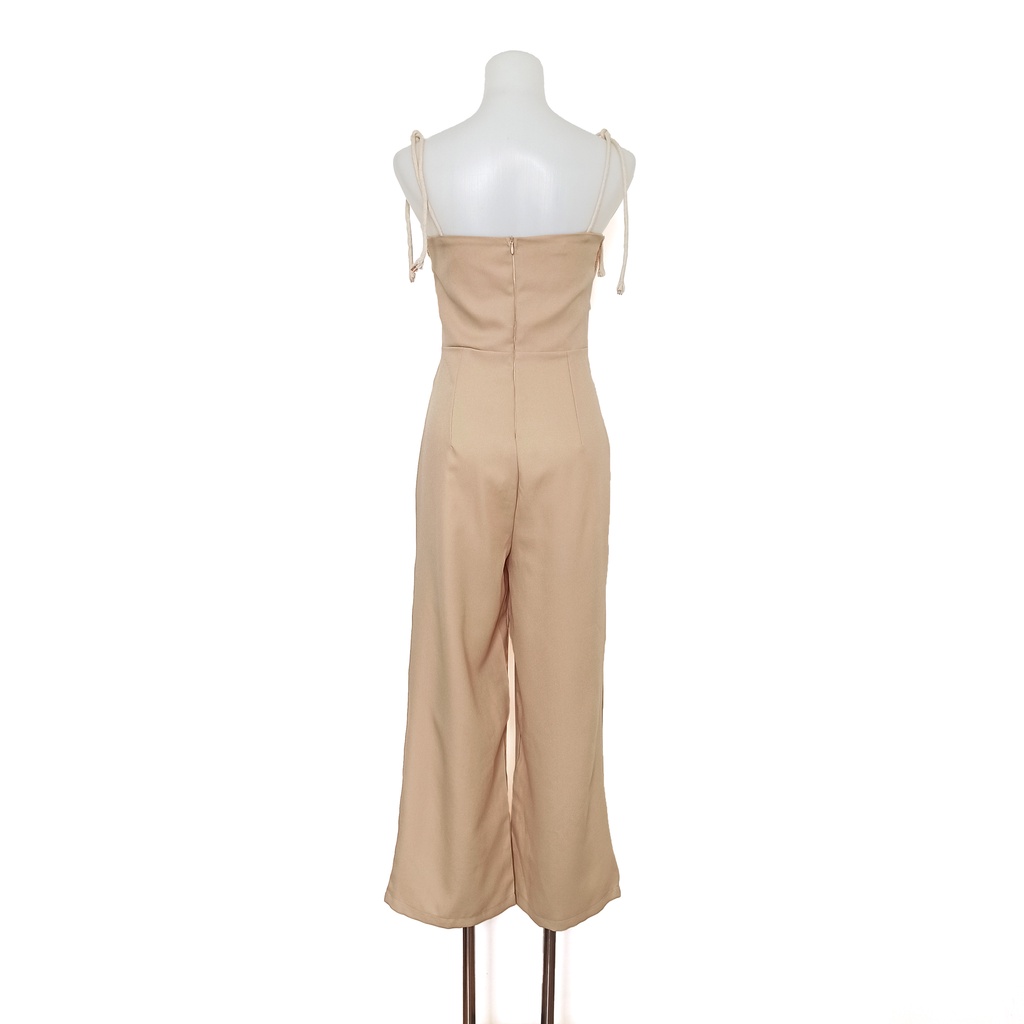 Thanh lý jumsuit dài ống suông màu nude