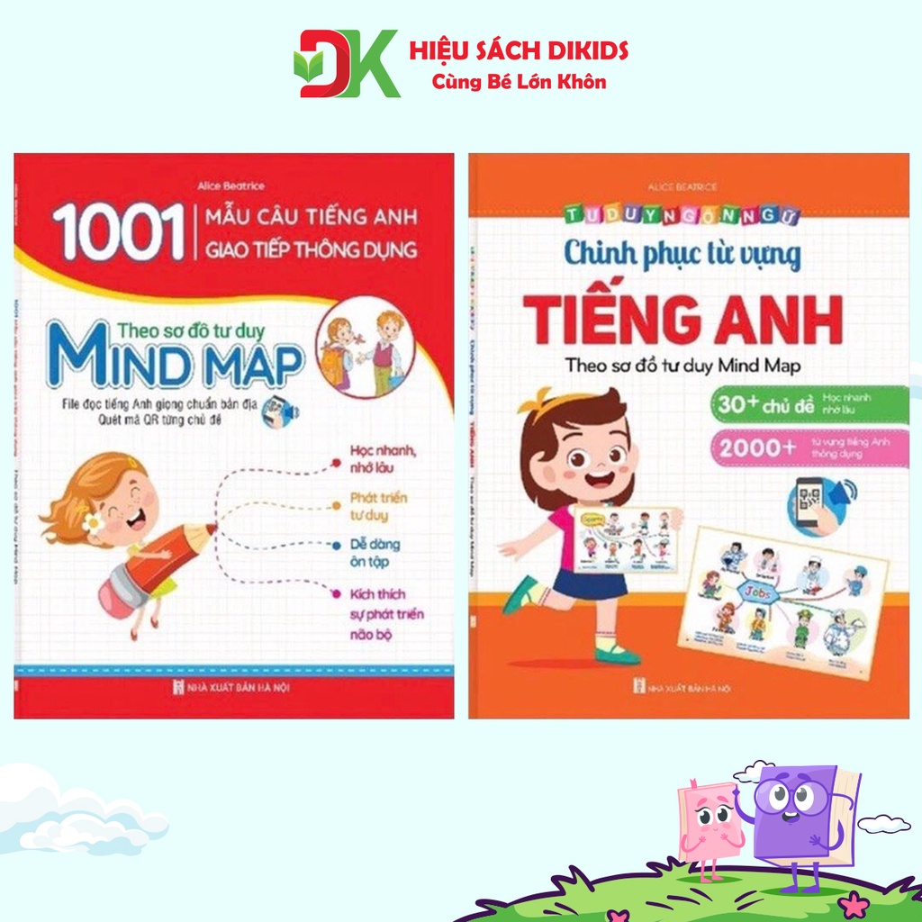 Bộ sách học Tiếng Anh theo sơ đồ tư duy Mind Map Từ vựng và Mẫu câu giao tiếp cho bé