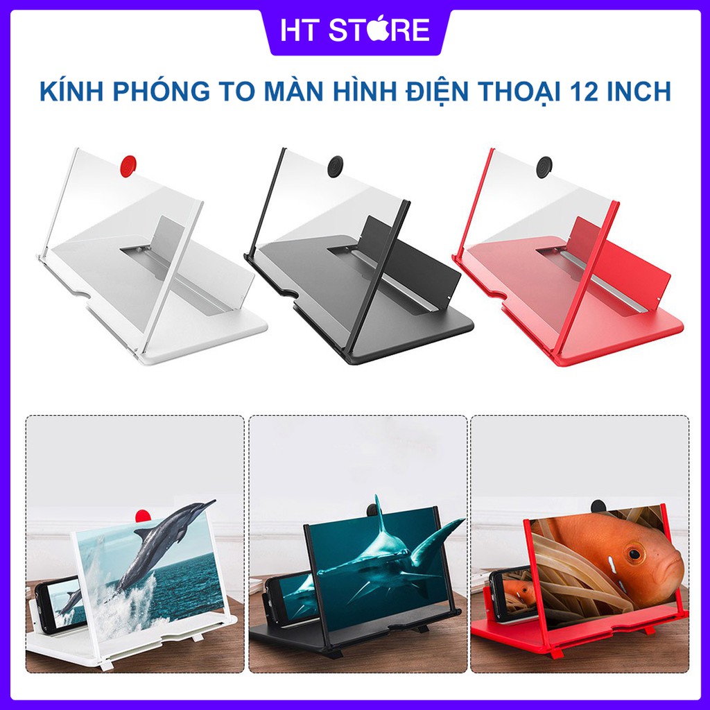 (BÁN LỖ XIN 5*) Kính phóng to màn hình Điện thoại 4D 12 inch Cao cấp không nhòe, không gây mỏi mắt F3