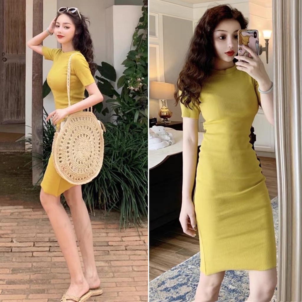 Đầm body tay ngắn ôm dáng quyến rũ nhiều màu sắc