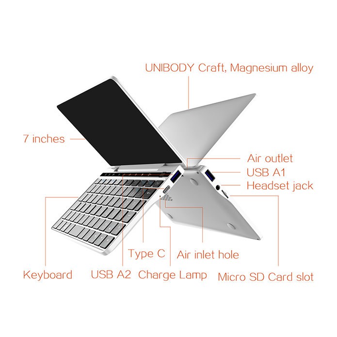 GPD Pocket 2 Mini PC laptop nhỏ gọn cấu hình cao chơi game mượt, chip M3-8100Y Ram 8GB SSD 128GB | BigBuy360 - bigbuy360.vn