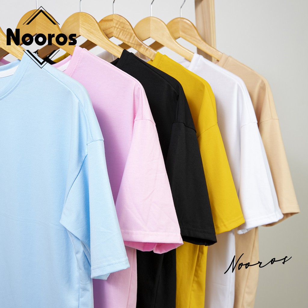 Áo thun tay lỡ nam nữ trơn form rộng đẹp Nooros vải phông cotton unisex cổ tròn basic tee mát mặc mùa hè TAY LỠ - NR01