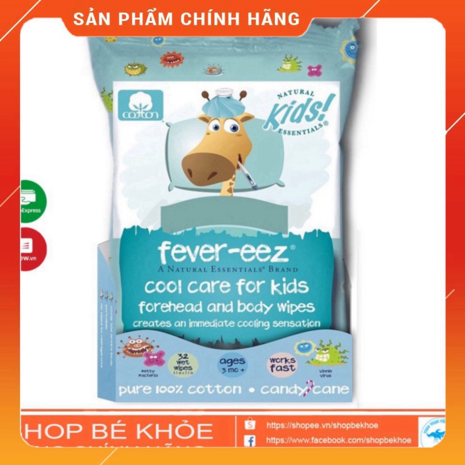 Khăn Lau Hạ Sốt Fever Eez 32 Tờ - Mỹ