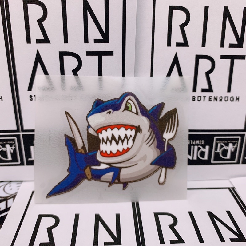 Decal Logo Sticker Patch in áo ủi trực tiếp lên vải hình cá mập
