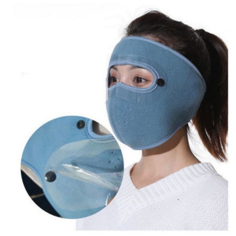 Khẩu trang vải ninja lót nỉ kèm kính chắn gió mưa bụi tiện lợi, chống giọt bắn