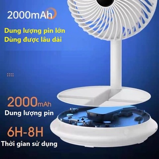 Quạt tích điện để bàn, quạt mini không dây sạc pin USB có 3 tốc độ gió, pin 1200mAh