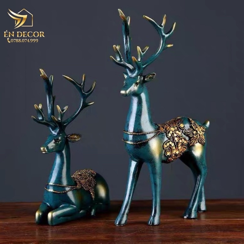 Đôi Hươu Xanh Tài Lộc, Trang Trí Phòng Khách, Trang Trí Phòng Ngủ, Én Decor